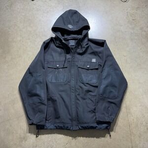 Dickies Storm Jacket Mens Large Black Hooded Softshell Windbreaker Zip Pockets